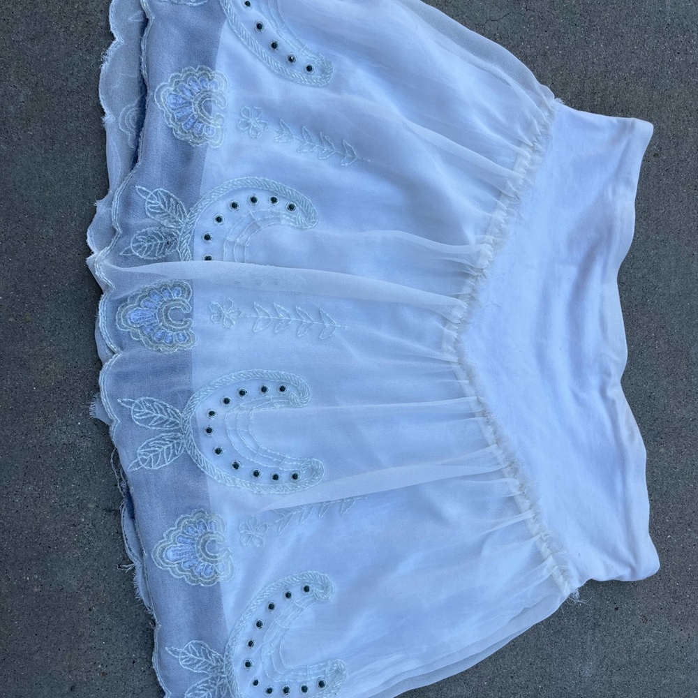 Free People White beaded horseshoe Embroidered Mini Skirt